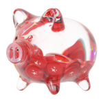 magic clear glass piggy bank with decreasing piles of crypto coins 8091816 6414643